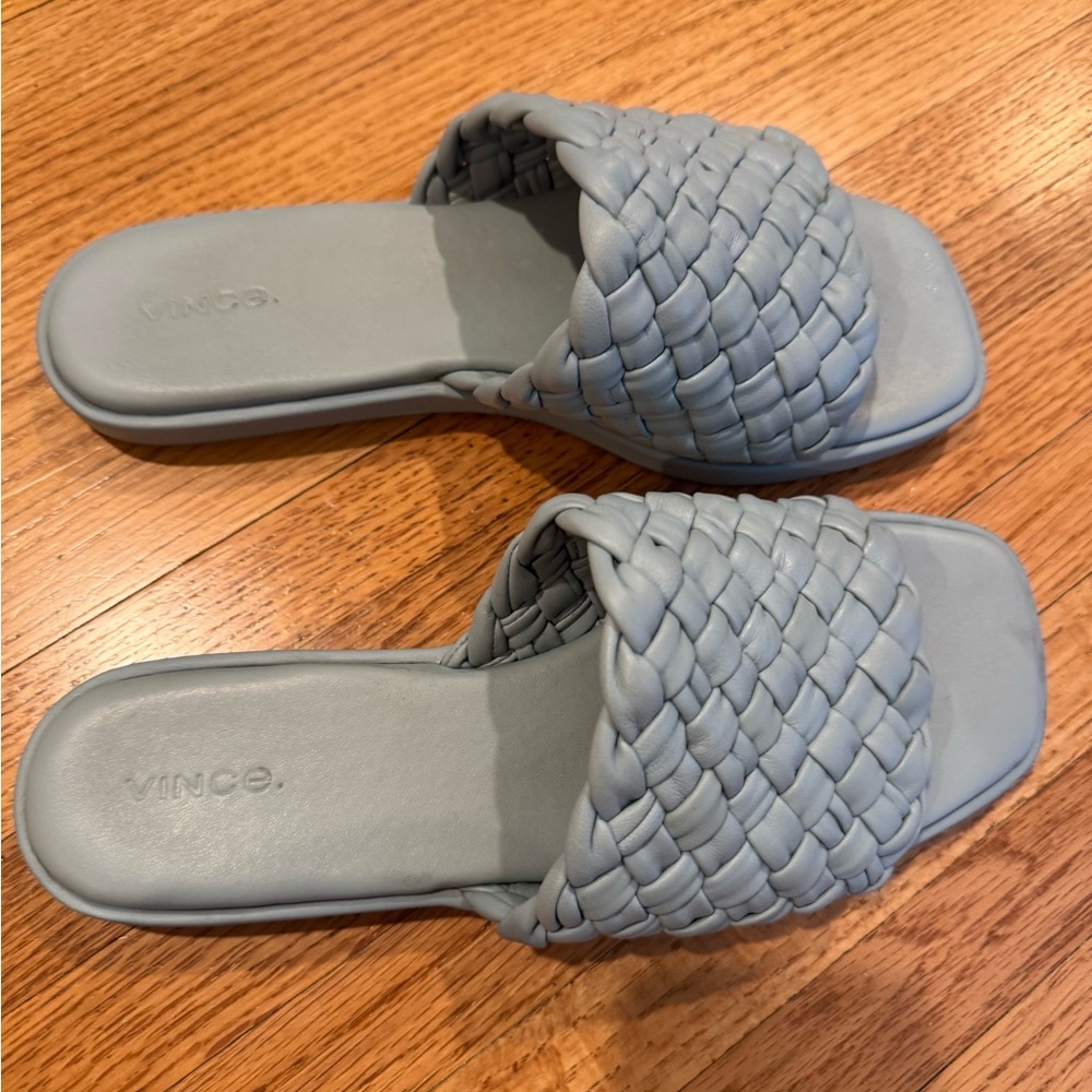 Vince Women's Braided Slide Sandals - Soft Blue
